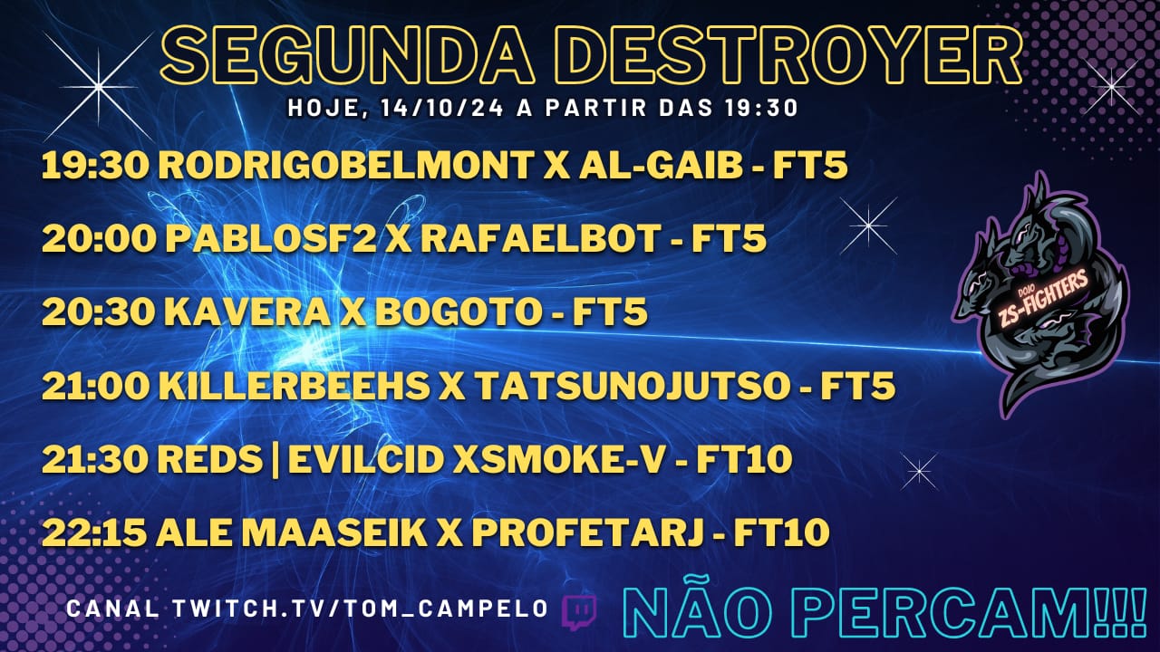 Segunda Destroyer hoje no canal tom Campelo