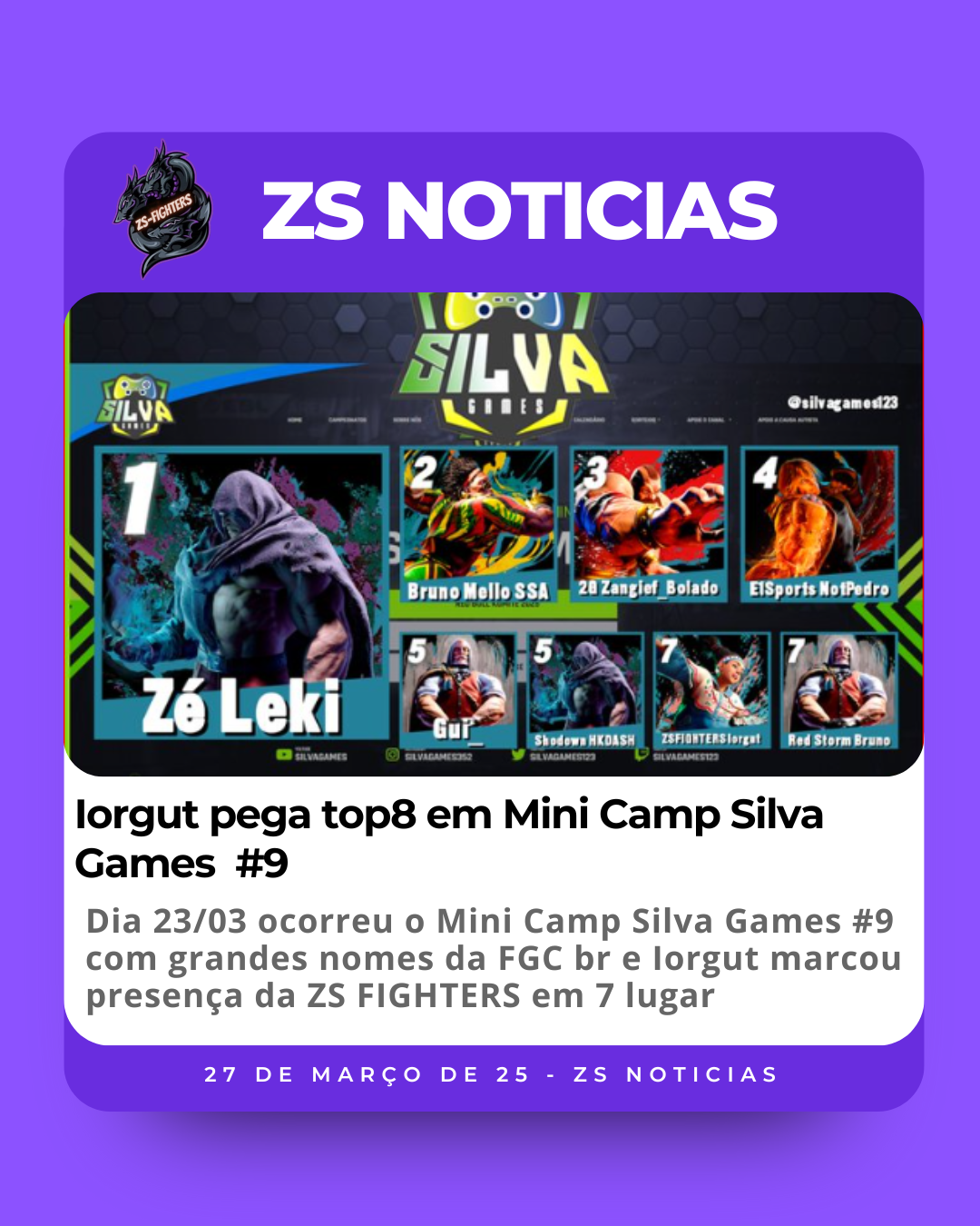 Iorgut pega top8 em Mini Camp Silva Games  #9