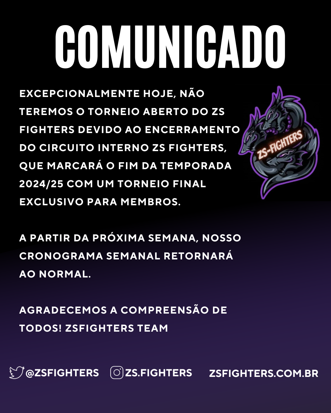 Comunicado – ZS Tournament