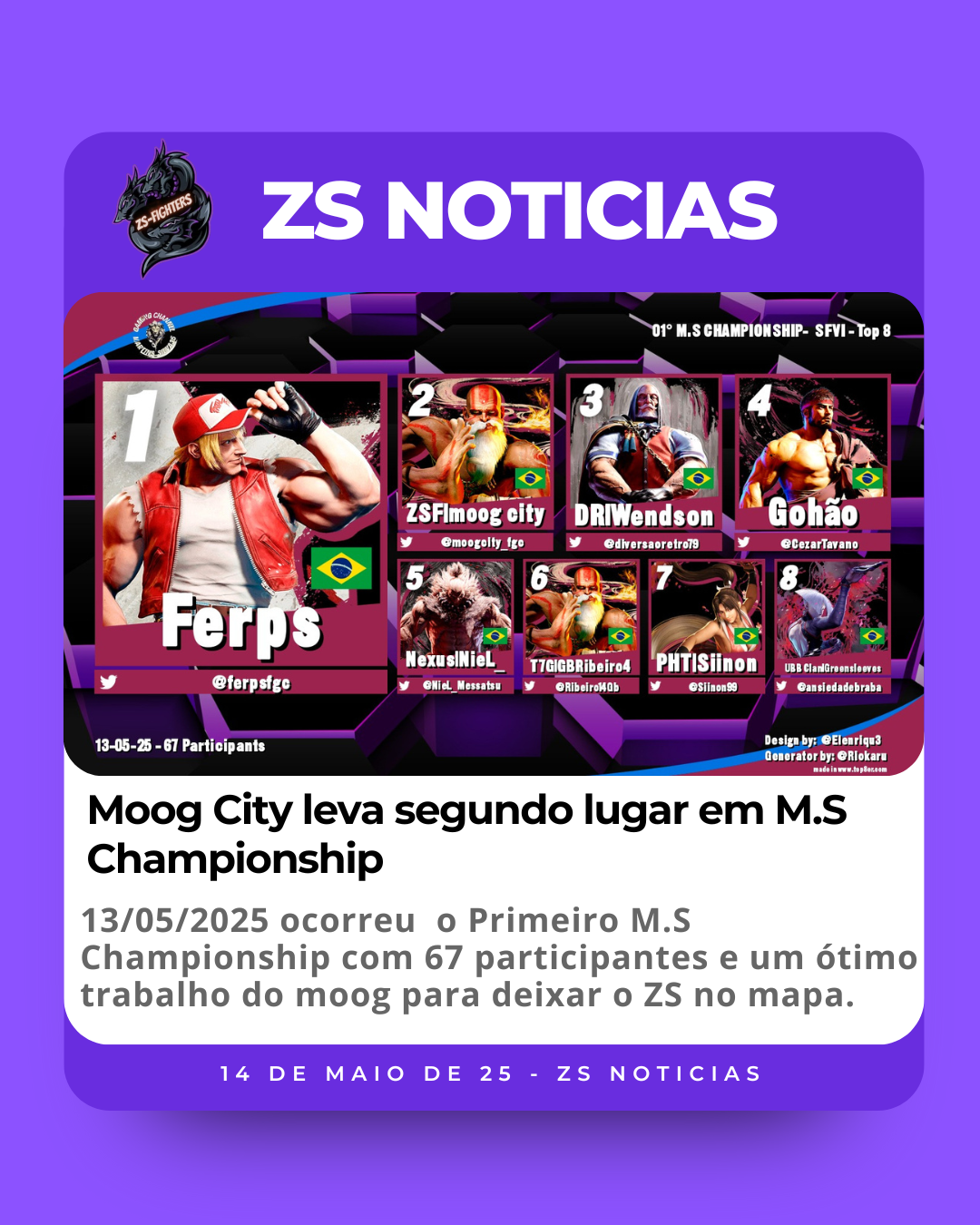 Moog City leva segundo lugar em M.S Championship