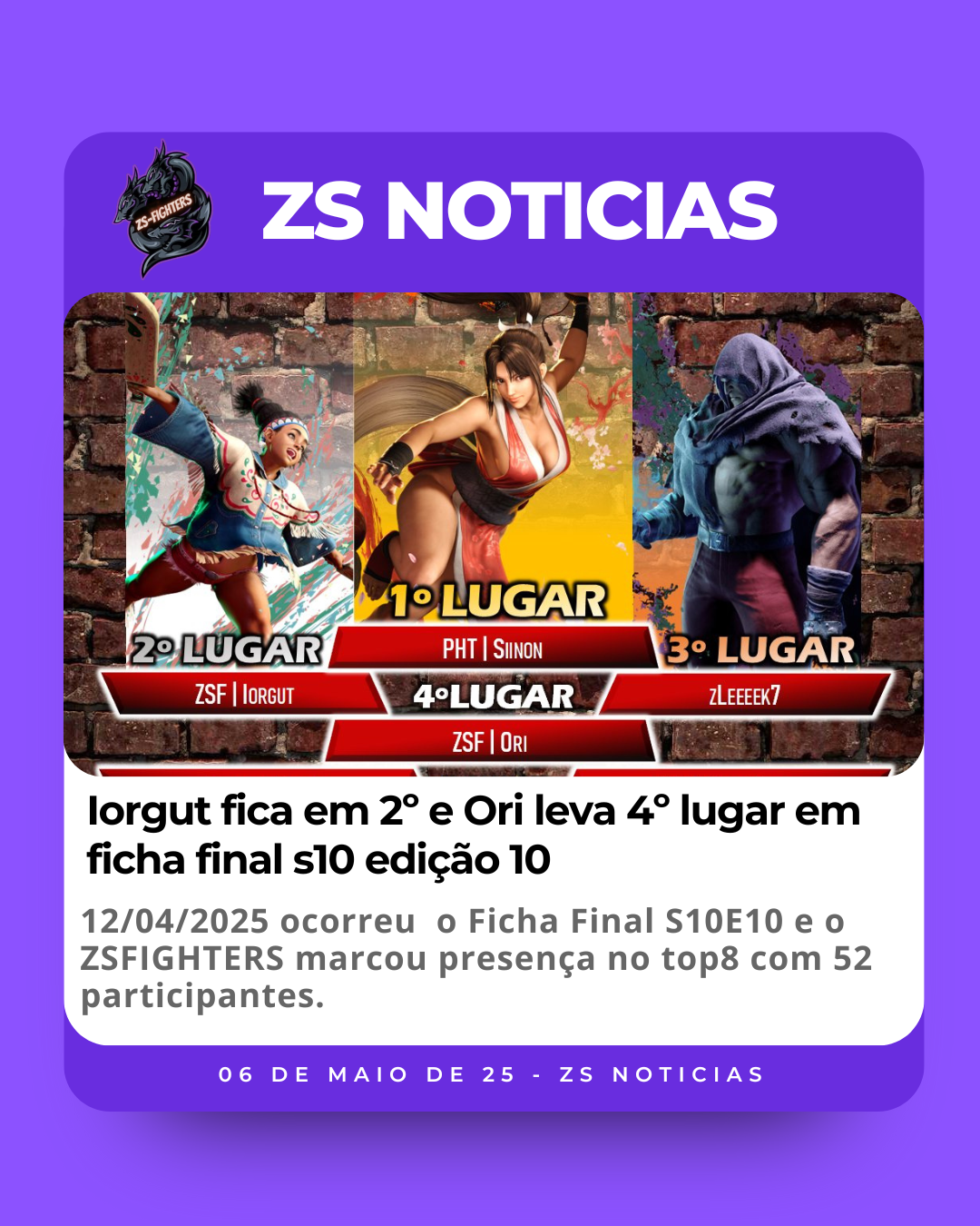 Iorgut fica em 2º e Ori leva 4º lugar em ficha final s10 edição 10