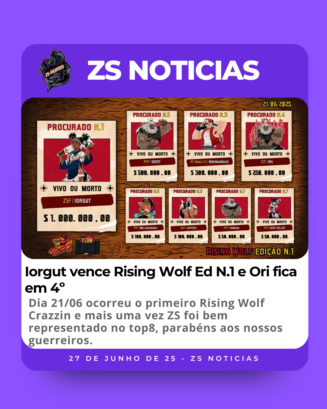Iorgut vence Rising Wolf Ed N.1 e Ori fica em 4º