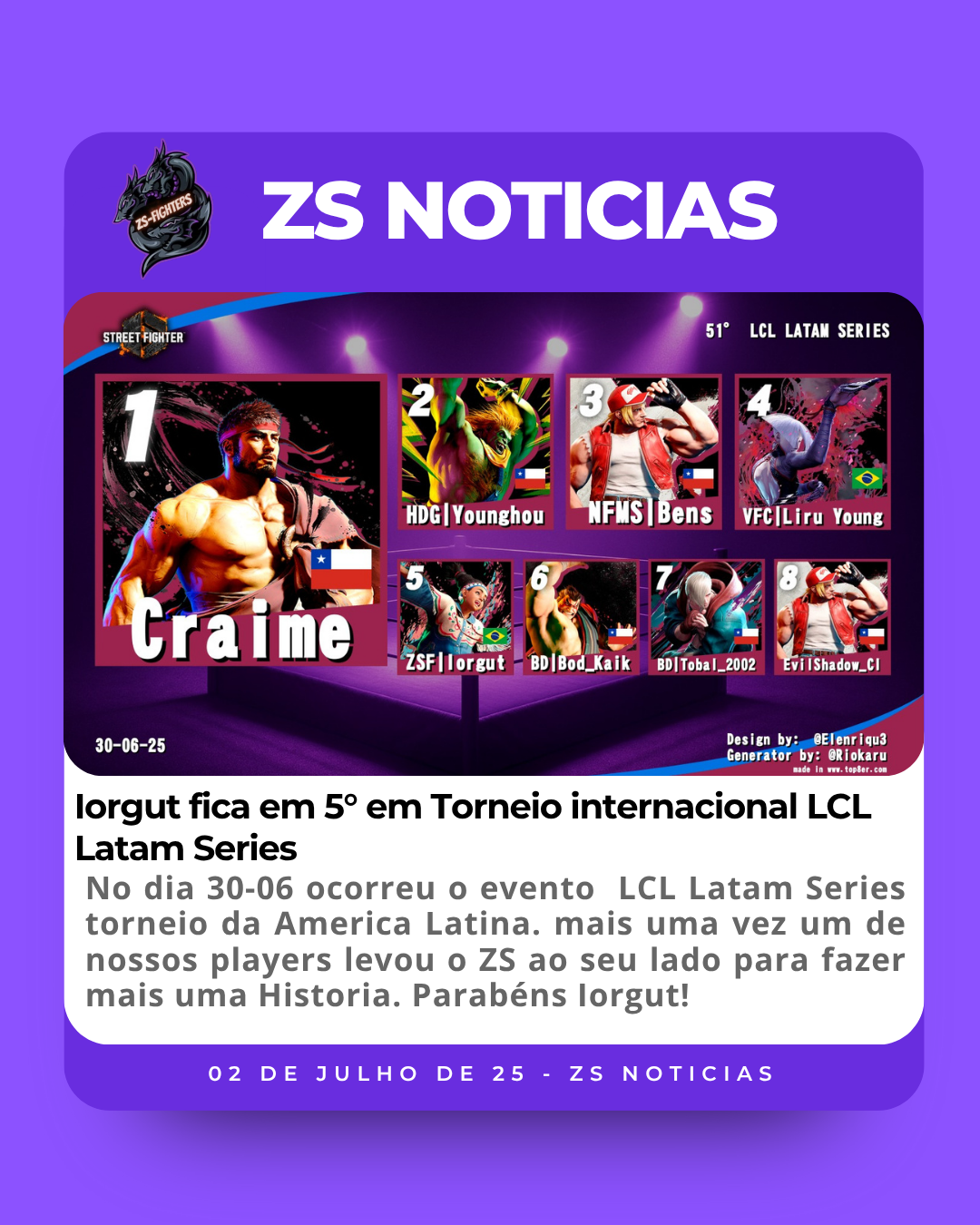 Iorgut fica em 5° em Torneio internacional LCL Latam Series