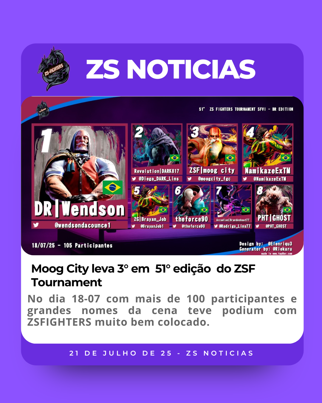 Moog City leva 3° em 51° edição do ZSF Tournament