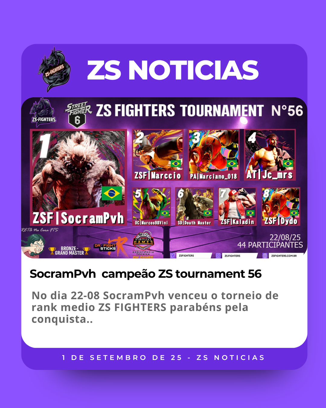 SocramPvh vence 56° ZSF Tournament Rank medio