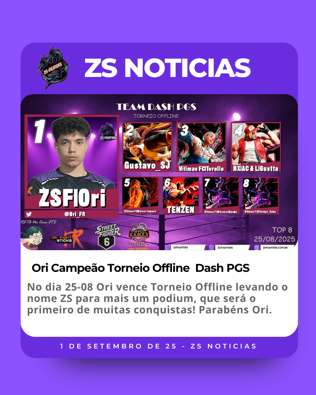 Ori Campeão Torneio Offline Dash PGS